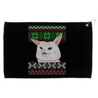 Woman Yelling At A Cat Ugly Christmas Sweater Meme Grommeted Golf Towel