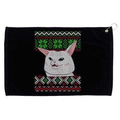 Woman Yelling At A Cat Ugly Christmas Sweater Meme Grommeted Golf Towel