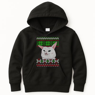 Woman Yelling At A Cat Ugly Christmas Sweater Meme Kids Hoodie