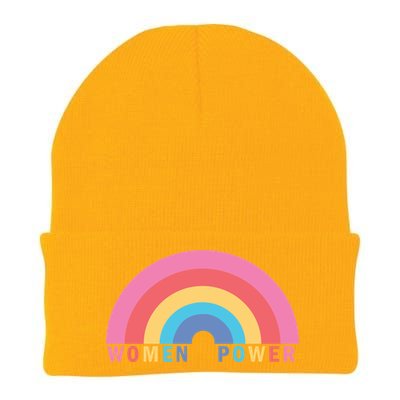 Women Power Rainbow Knit Cap Winter Beanie