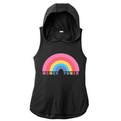 Women Power Rainbow Ladies PosiCharge Tri-Blend Wicking Draft Hoodie Tank