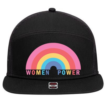 Women Power Rainbow 7 Panel Mesh Trucker Snapback Hat