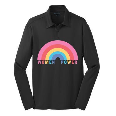 Women Power Rainbow Silk Touch Performance Long Sleeve Polo