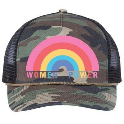 Women Power Rainbow Retro Rope Trucker Hat Cap