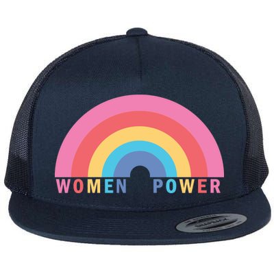 Women Power Rainbow Flat Bill Trucker Hat