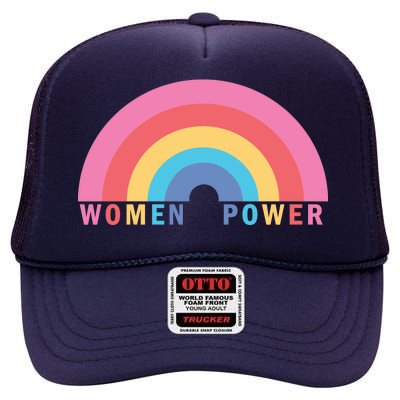 Women Power Rainbow High Crown Mesh Back Trucker Hat