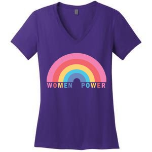 Women Power Rainbow Women's V-Neck T-Shirt