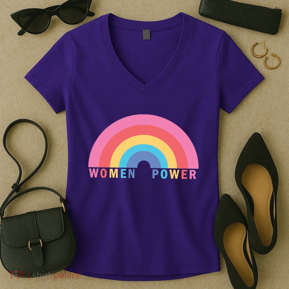 Women Power Rainbow Women's V-Neck T-Shirt