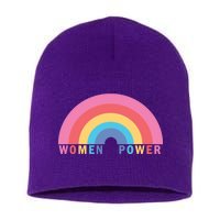 Women Power Rainbow Short Acrylic Beanie