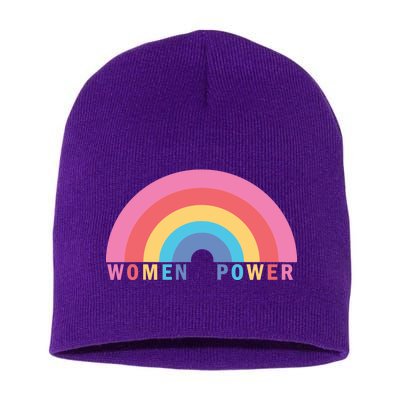 Women Power Rainbow Short Acrylic Beanie