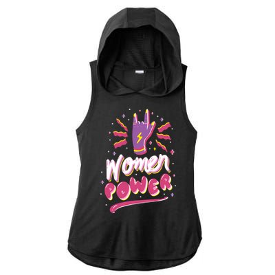 Women Power Rock Ladies PosiCharge Tri-Blend Wicking Draft Hoodie Tank