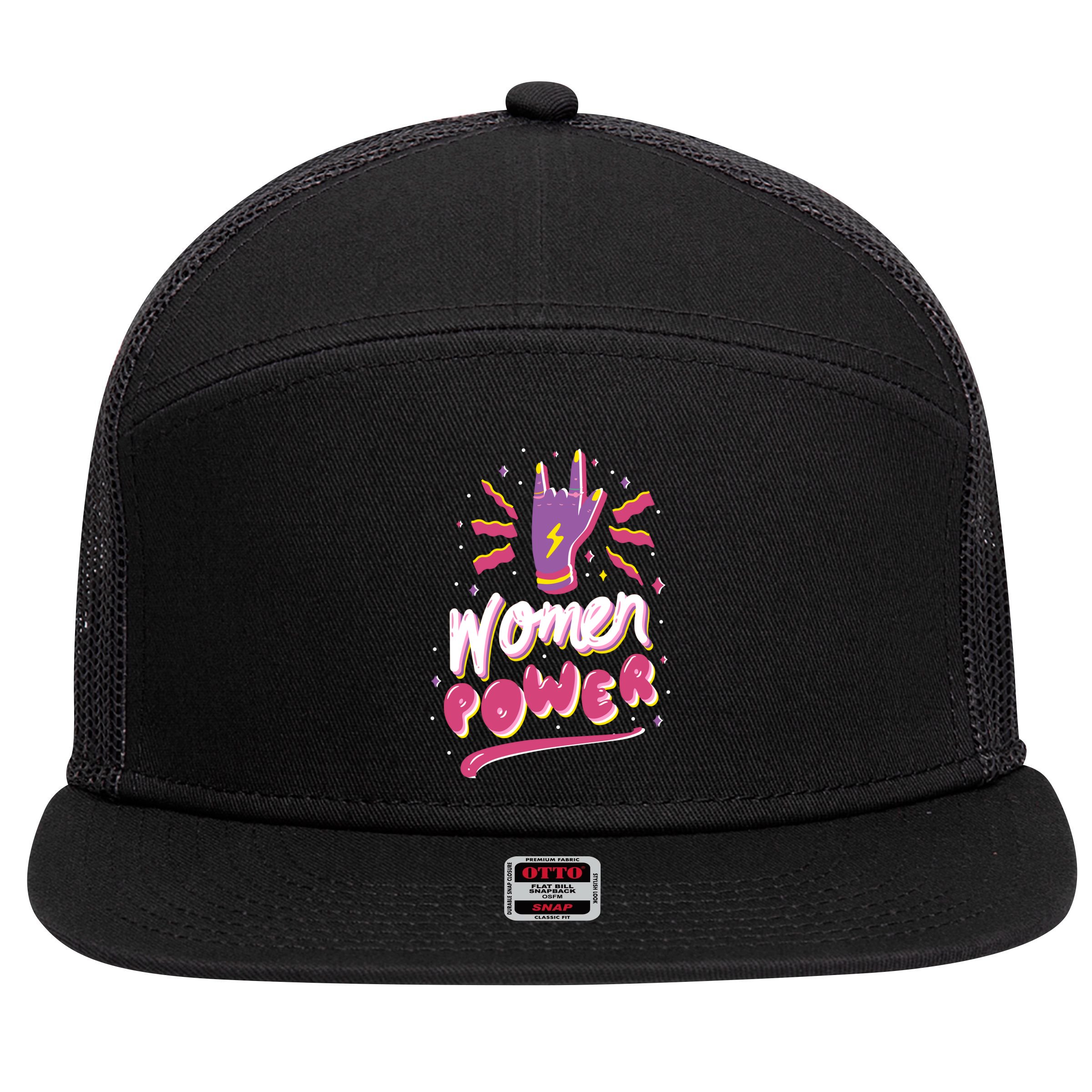 Women Power Rock 7 Panel Mesh Trucker Snapback Hat