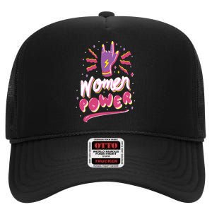 Women Power Rock High Crown Mesh Back Trucker Hat