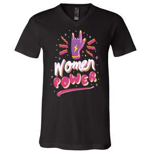 Women Power Rock V-Neck T-Shirt