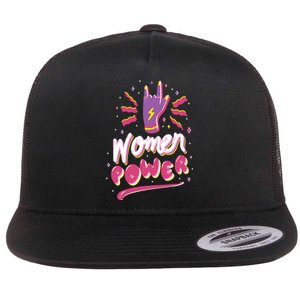 Women Power Rock Flat Bill Trucker Hat