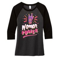 Women Power Rock Women's Tri-Blend 3/4-Sleeve Raglan Shirt