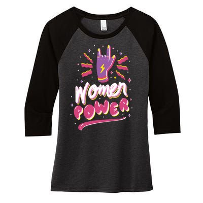 Women Power Rock Women's Tri-Blend 3/4-Sleeve Raglan Shirt