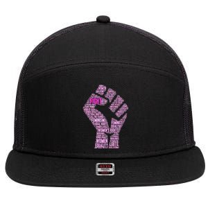 Women's March Equality Fist Mash Up 7 Panel Mesh Trucker Snapback Hat