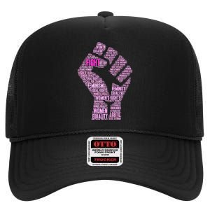 Women's March Equality Fist Mash Up High Crown Mesh Back Trucker Hat