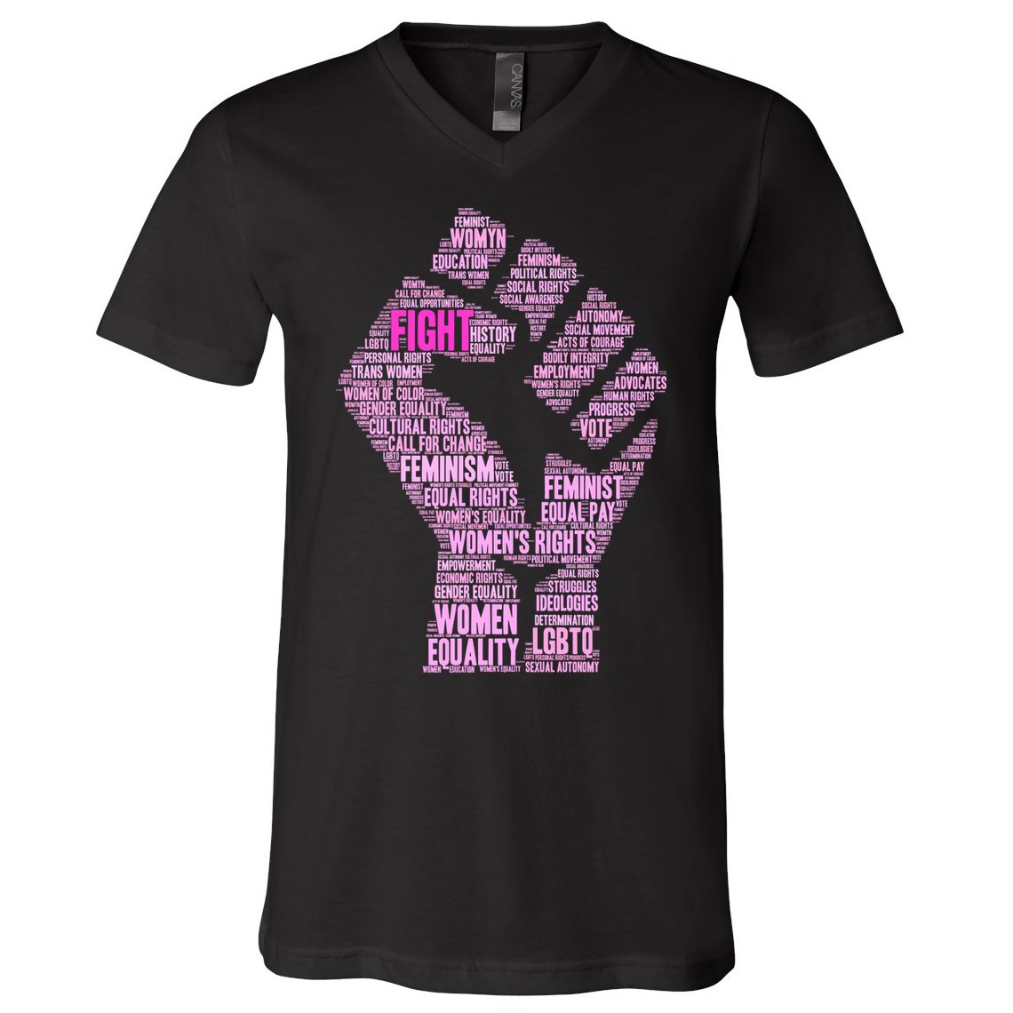 Women's March Equality Fist Mash Up V-Neck T-Shirt