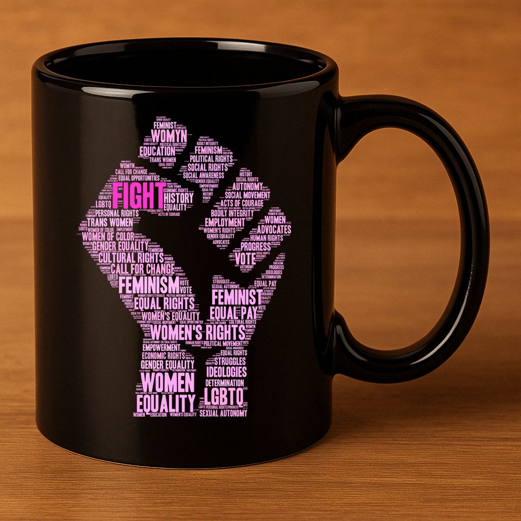 Women's March Equality Fist Mash Up 11oz C Handle Ceramic Mug