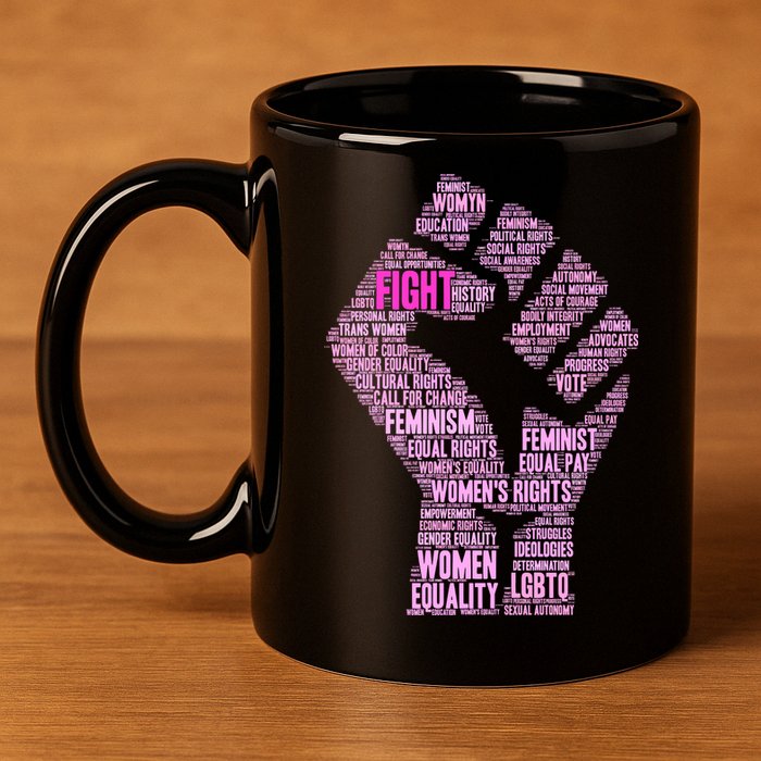 Women's March Equality Fist Mash Up 11oz C Handle Ceramic Mug