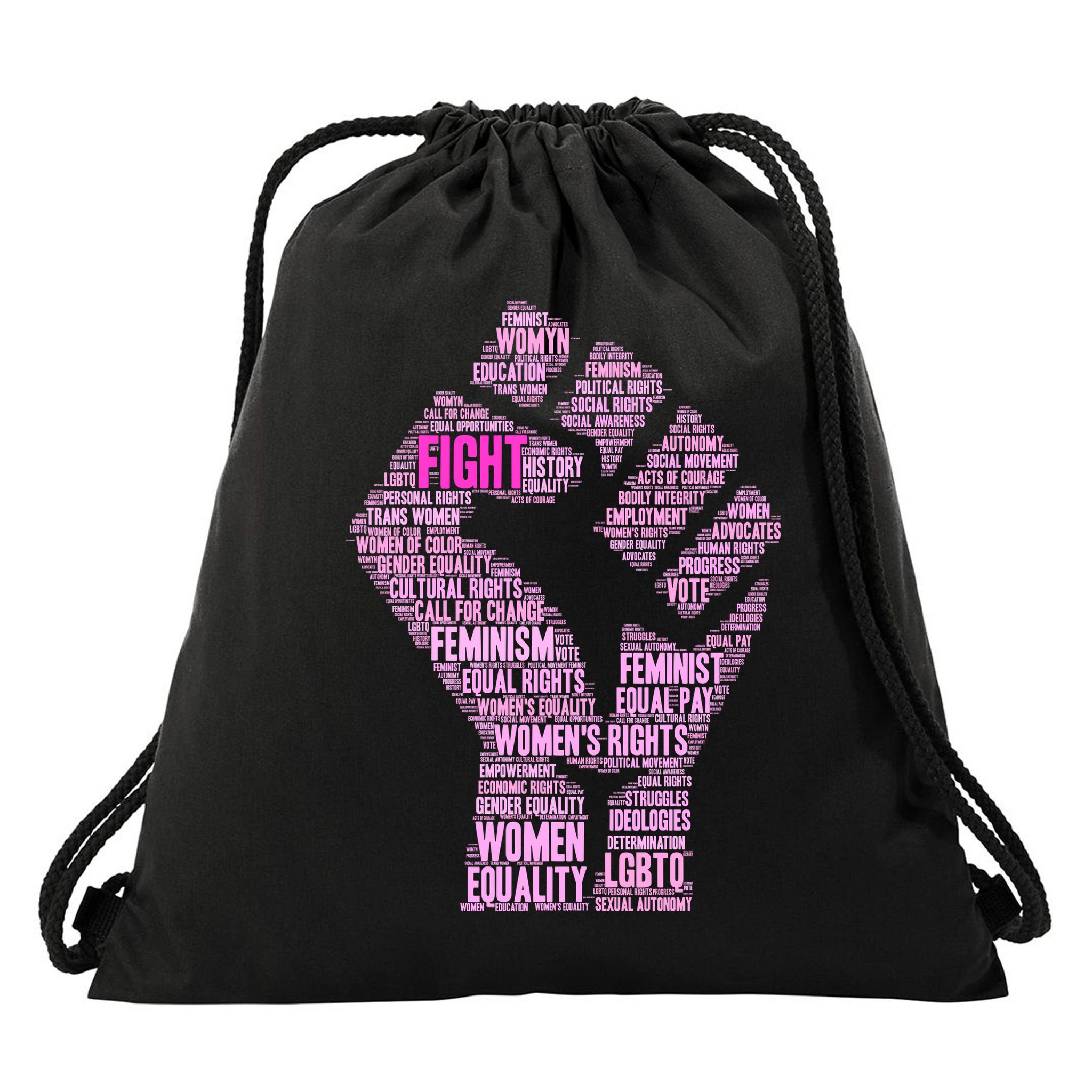 Women's March Equality Fist Mash Up Drawstring Bag