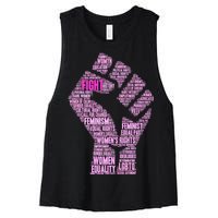 Women's March Equality Fist Mash Up Women's Racerback Cropped Tank