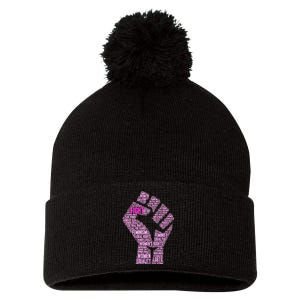 Women's March Equality Fist Mash Up Pom Pom 12in Knit Beanie