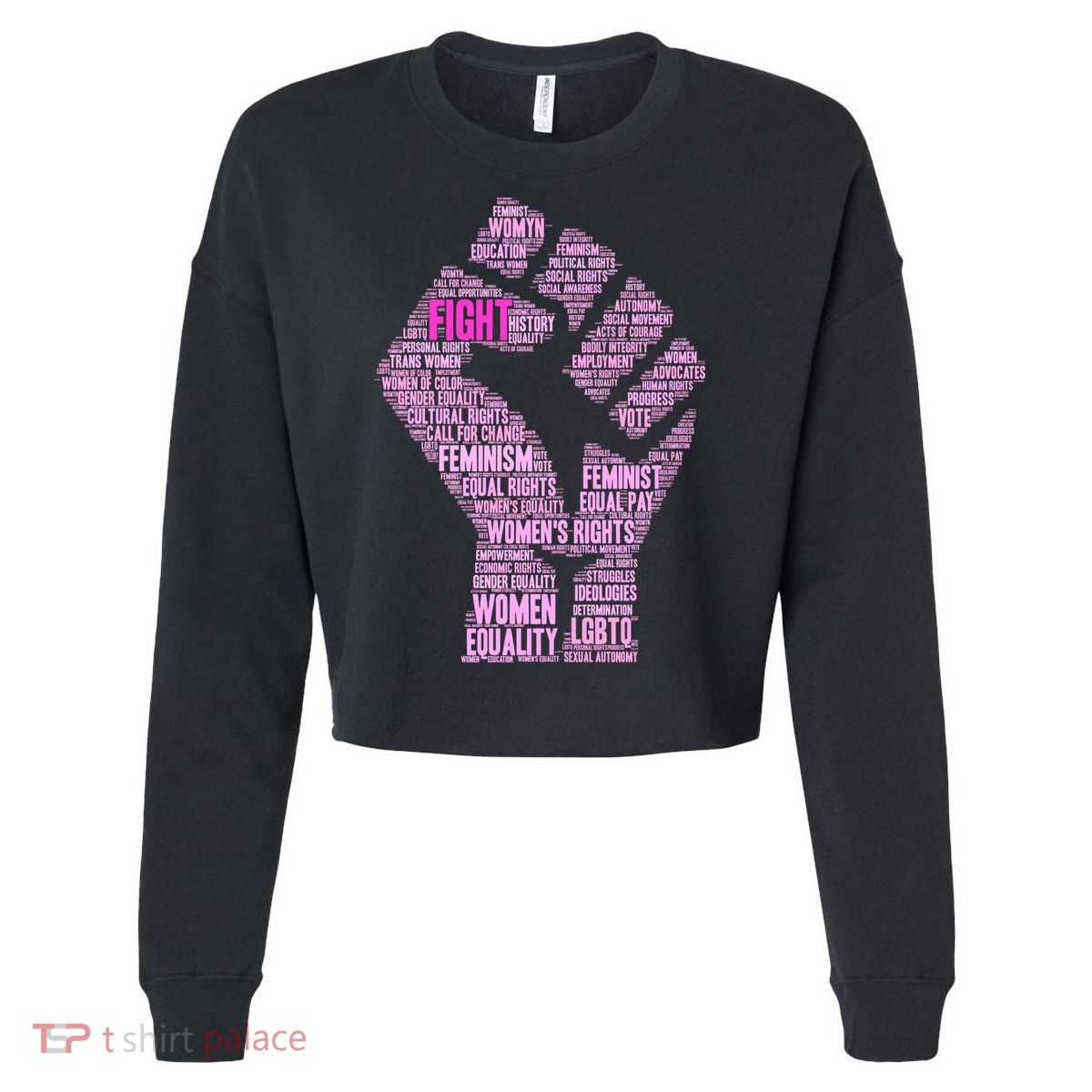 Women's March Equality Fist Mash Up Cropped Pullover Crew