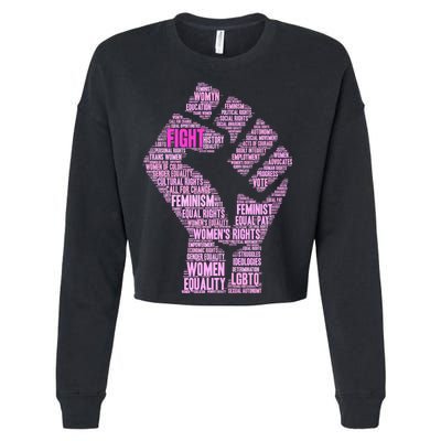 Women's March Equality Fist Mash Up Cropped Pullover Crew