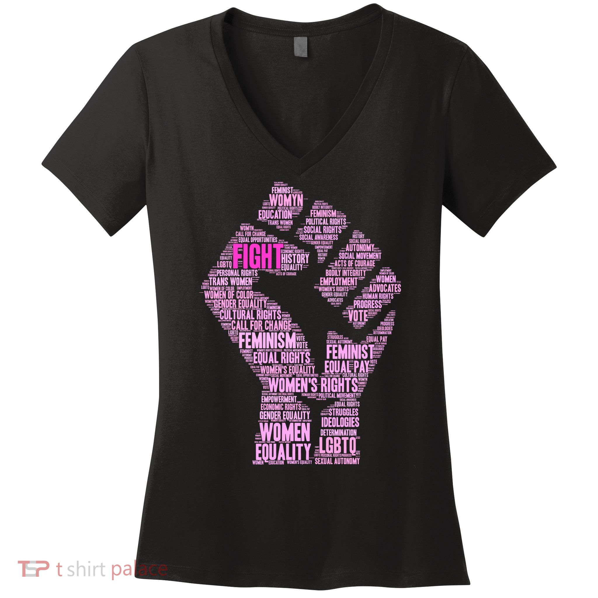 Women's March Equality Fist Mash Up Women's V-Neck T-Shirt
