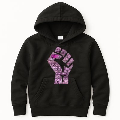 Women's March Equality Fist Mash Up Kids Hoodie