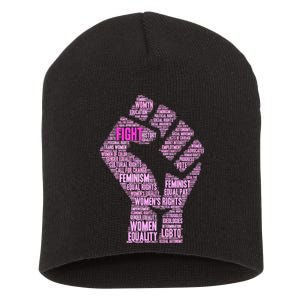 Women's March Equality Fist Mash Up Short Acrylic Beanie