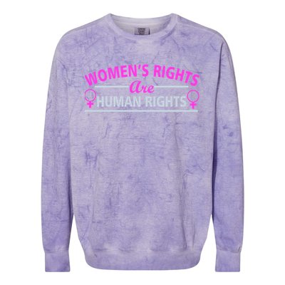 Women's Rights Are Human Rights Colorblast Crewneck Sweatshirt