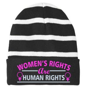 Women's Rights Are Human Rights Striped Beanie with Solid Band