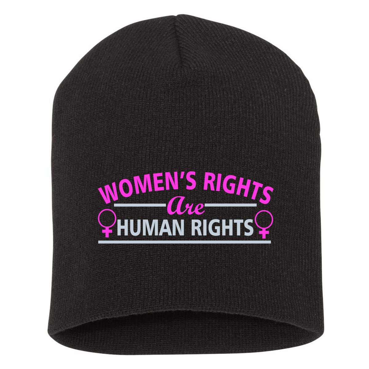 Women's Rights Are Human Rights Short Acrylic Beanie