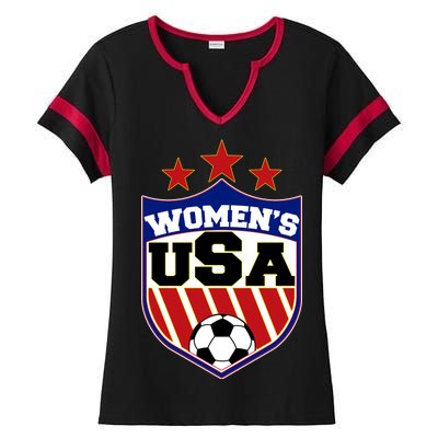 Womens Soccer USA Emblem Ladies Halftime Notch Neck Tee