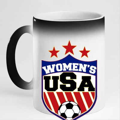 Womens Soccer USA Emblem 11oz Black Color Changing Mug