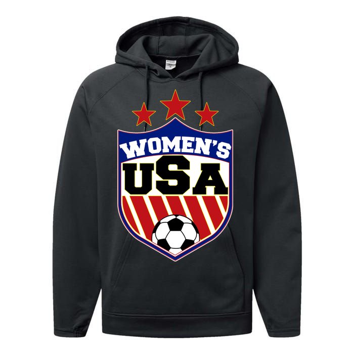 Womens Soccer USA Emblem Performance Fleece Hoodie