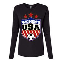 Womens Soccer USA Emblem Womens Cotton Relaxed Long Sleeve T-Shirt