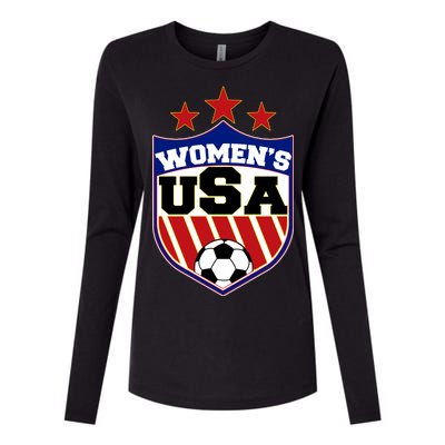 Womens Soccer USA Emblem Womens Cotton Relaxed Long Sleeve T-Shirt