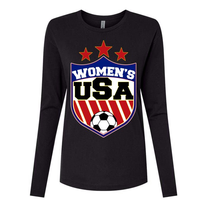 Womens Soccer USA Emblem Womens Cotton Relaxed Long Sleeve T-Shirt