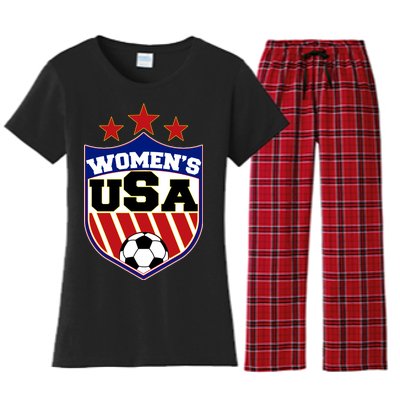 Womens Soccer USA Emblem Women's Flannel Pajama Set