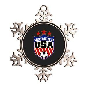 Womens Soccer USA Emblem Metallic Star Ornament