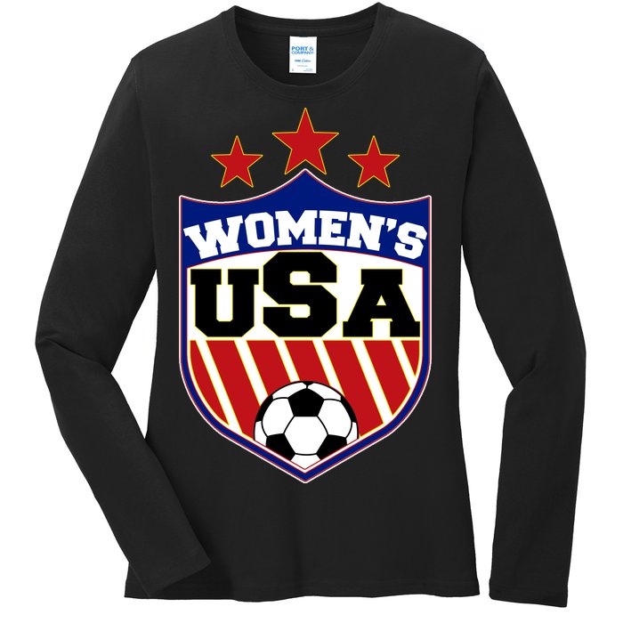 Womens Soccer USA Emblem Ladies Long Sleeve Shirt