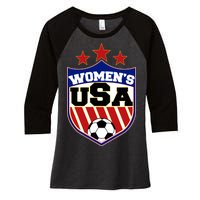 Womens Soccer USA Emblem Women's Tri-Blend 3/4-Sleeve Raglan Shirt