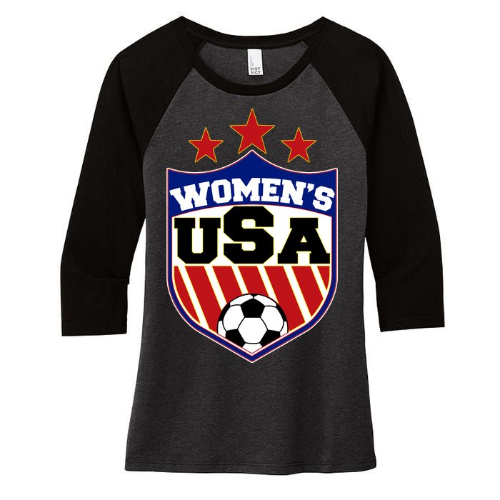 Womens Soccer USA Emblem Women's Tri-Blend 3/4-Sleeve Raglan Shirt