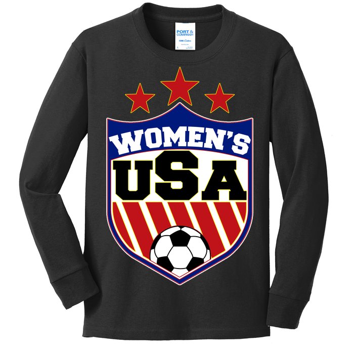 Womens Soccer USA Emblem Kids Long Sleeve Shirt