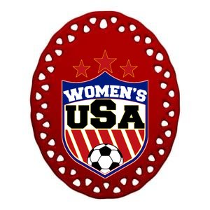 Womens Soccer USA Emblem Ceramic Oval Ornament